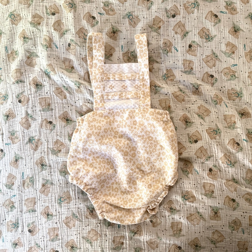 La Boutique del Bebe | Vintage Cream Patterned Kids Romper
